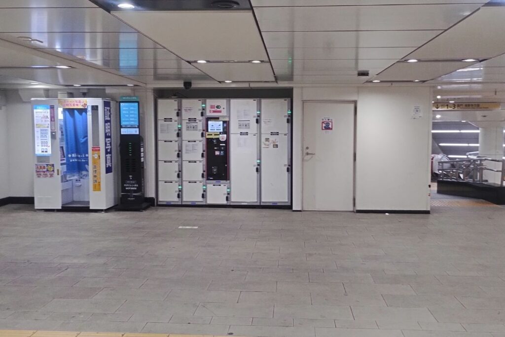 銀座線浅草駅の吾妻橋方面改札側のコインロッカーの設置場所