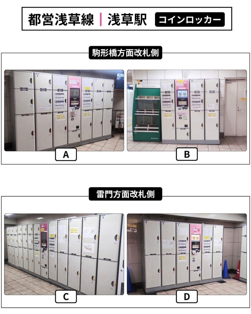 都営地下鉄浅草線の浅草駅コインロッカー全4ヶ所の一覧